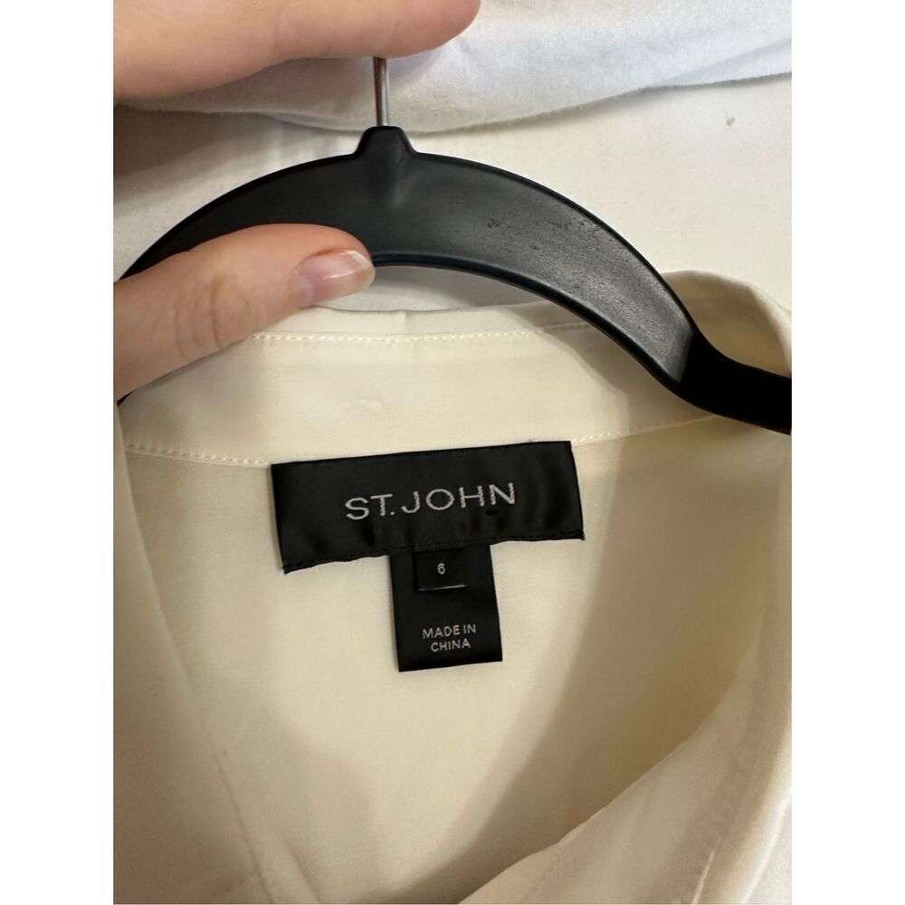 St Johns Womens Cream Pleated Button Up Blouse Size 6 - Picture 4 of 10
